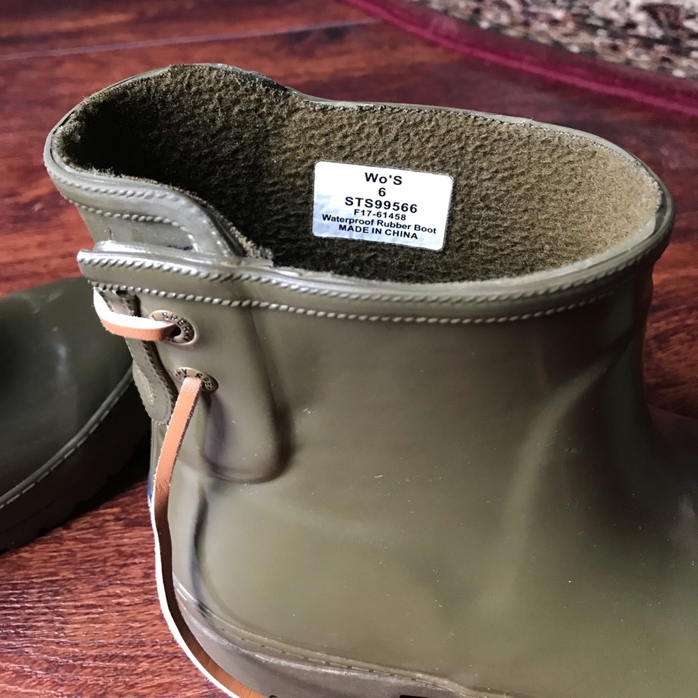 SPERRY Short Olive Green Rainboots